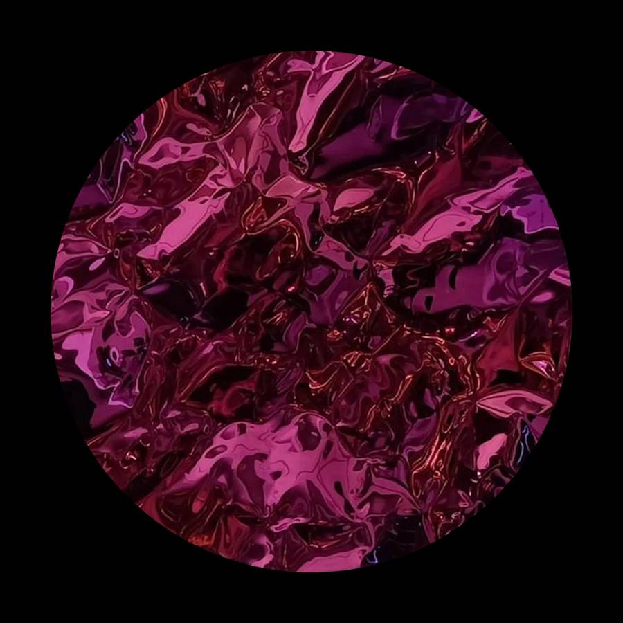 Rose Nocturne by Hussain Jamil, a round crimson mirror-polished stainless steel wall sculpture